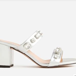 J. Crew Lucie Jeweled Silver Sandal